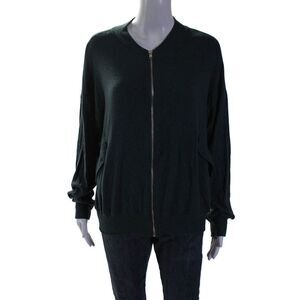 Jac Parker Womens Long Sleeved Full Zipped Closure Ribbed Sweater Green Size M